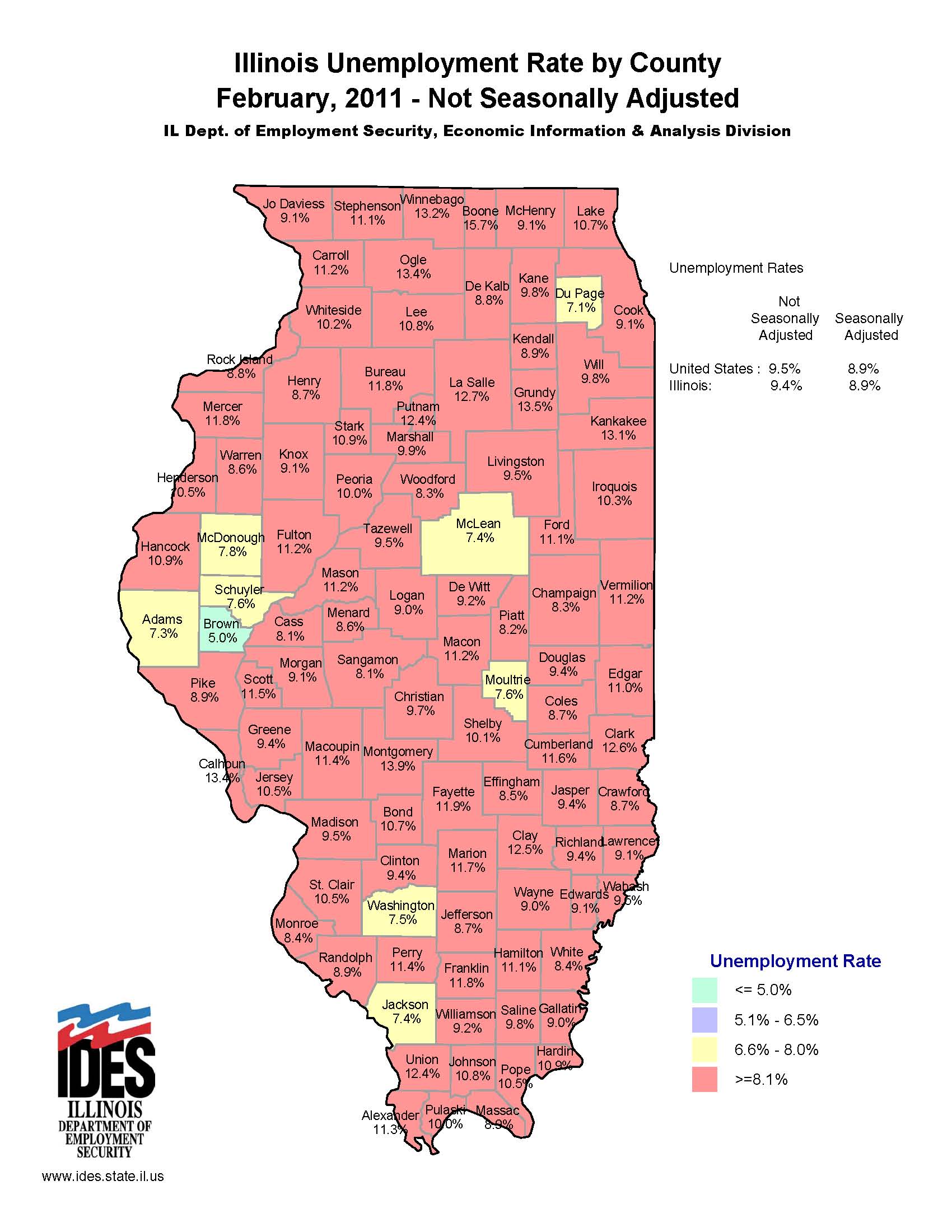 February 2011 Unemployment: Adams 3rd Lowest in State