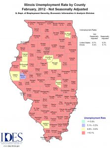 2012 February IL Unemployment Map by County