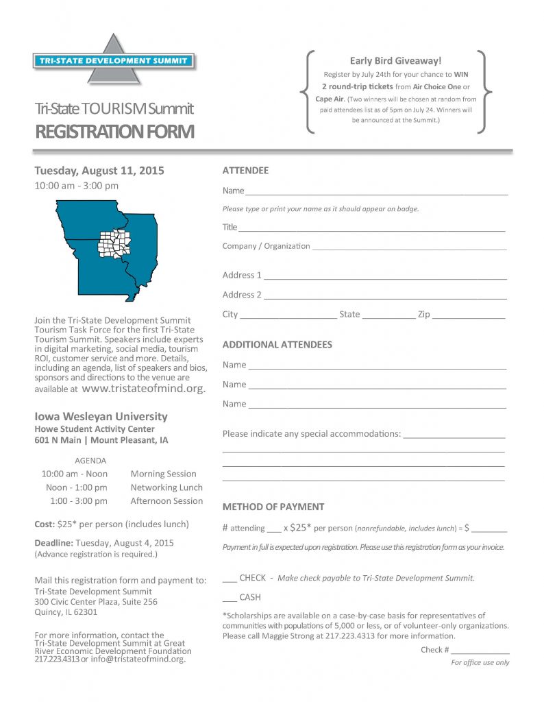 2015 Tourism Summit Registration Form